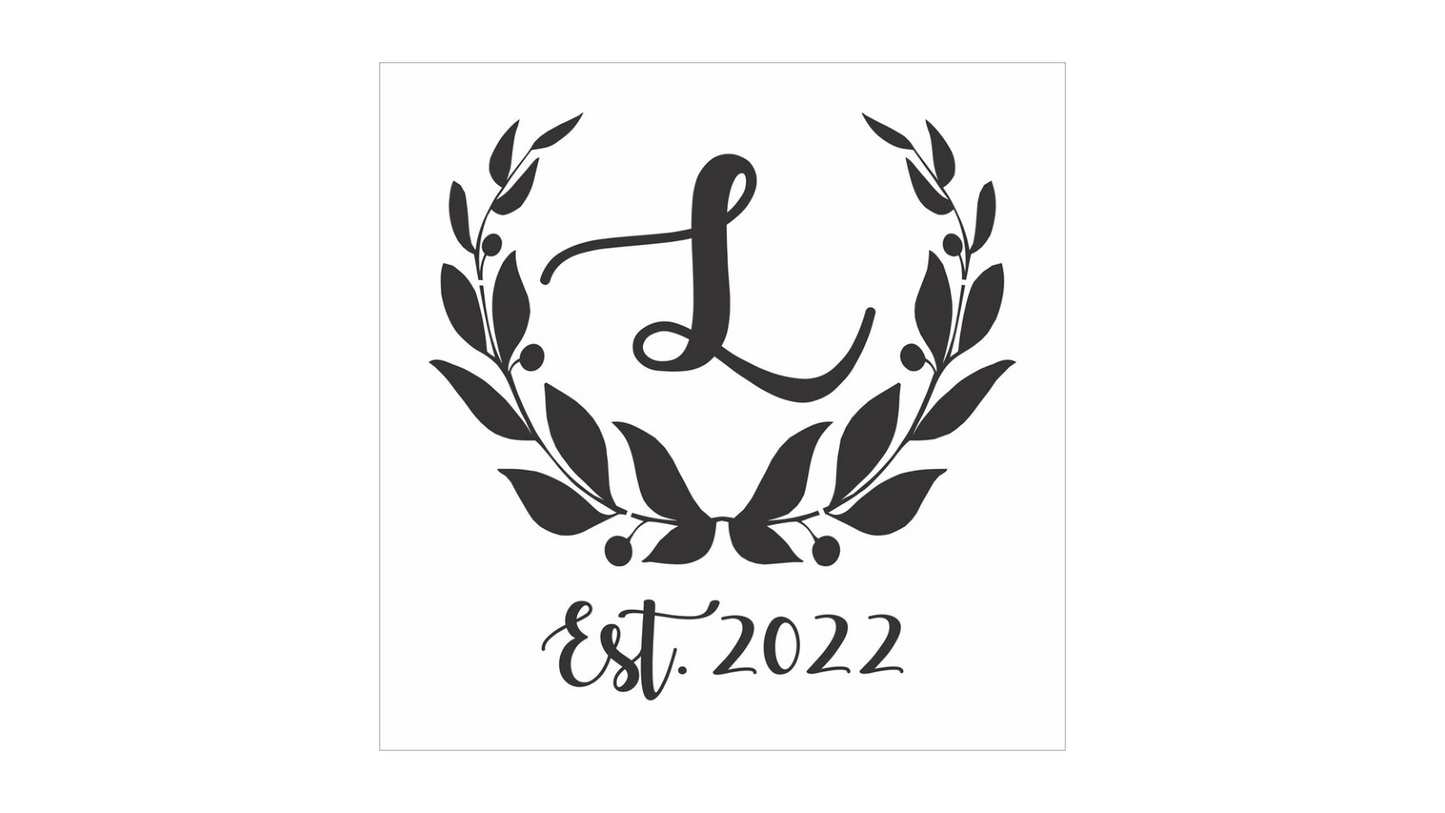 Custom Monogram Wreath Stencil - Wedding Stencils - Wedding Signs