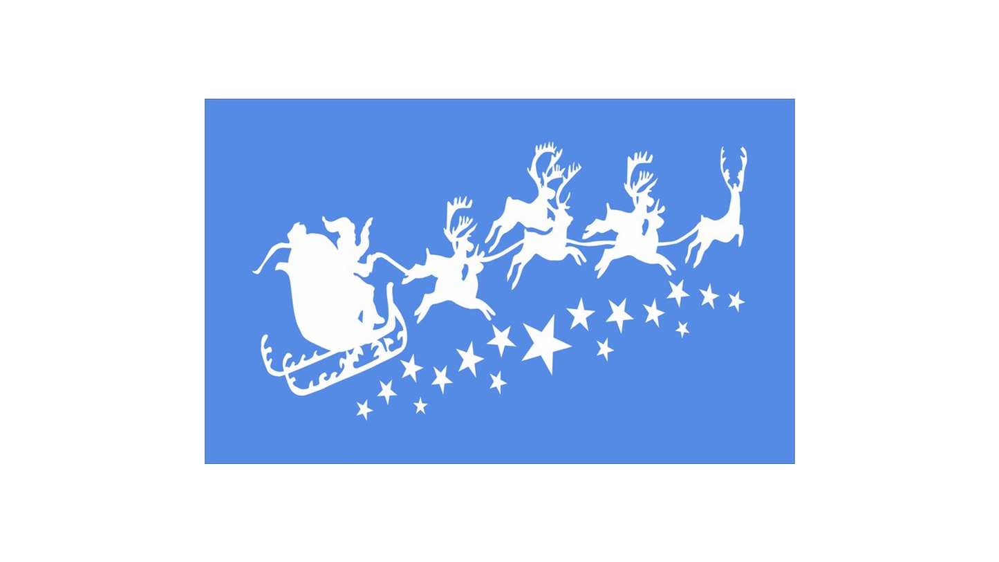 Santa Sleigh Reindeer Stencil