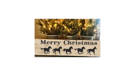 Merry Christmas Stencil with Horses - Superior Stencils