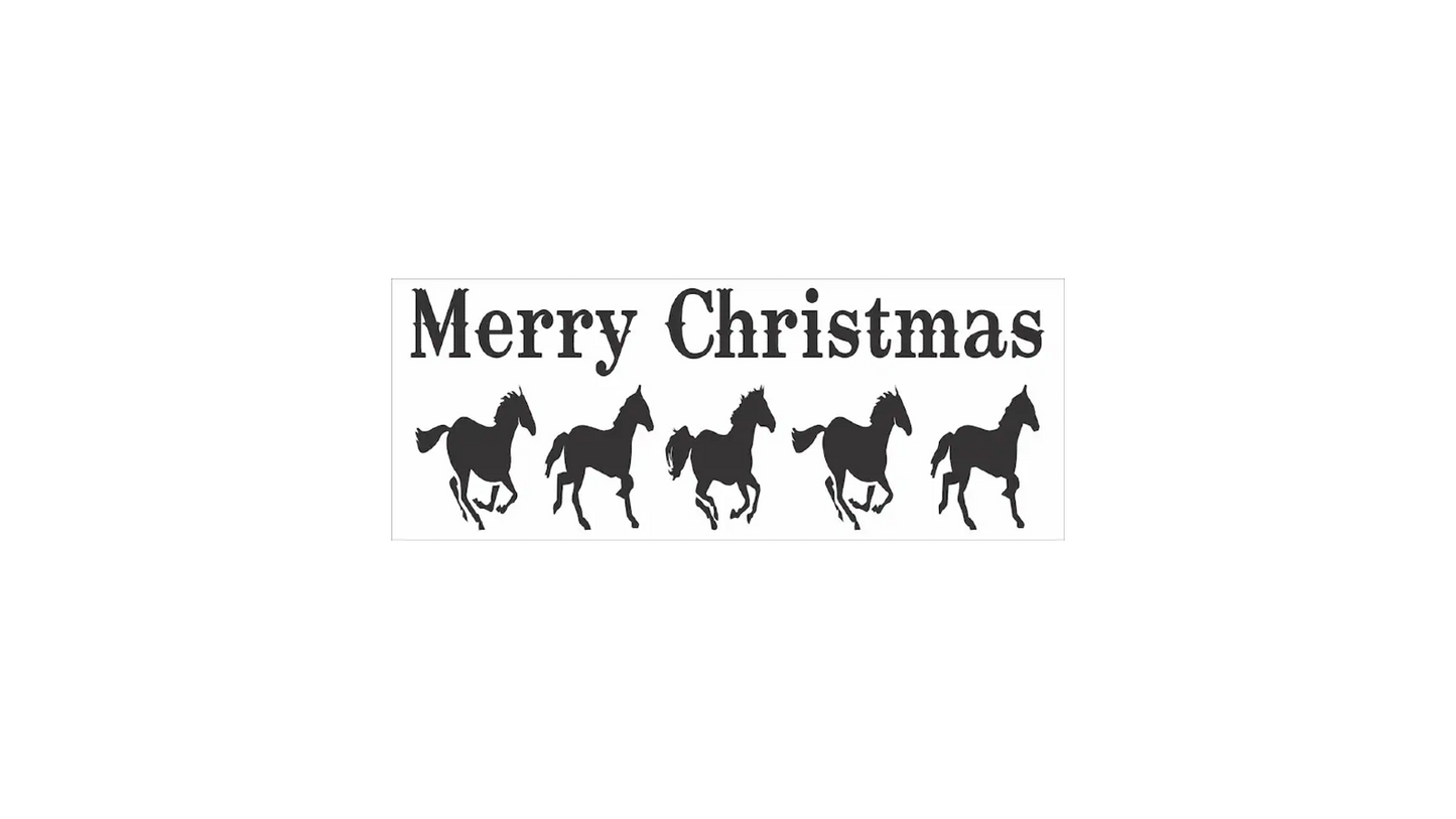 Merry Christmas Stencil with Horses