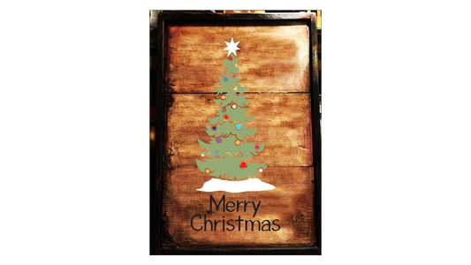 Merry Christmas Stencil with Tree - Superior Stencils