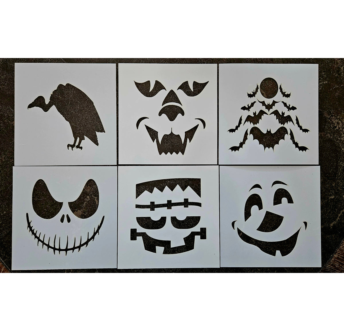 Halloween Stencils, Pumpkin Faces Stencils, Jack O Lantern Face Stencils, Set of 6 - Superior Stencils