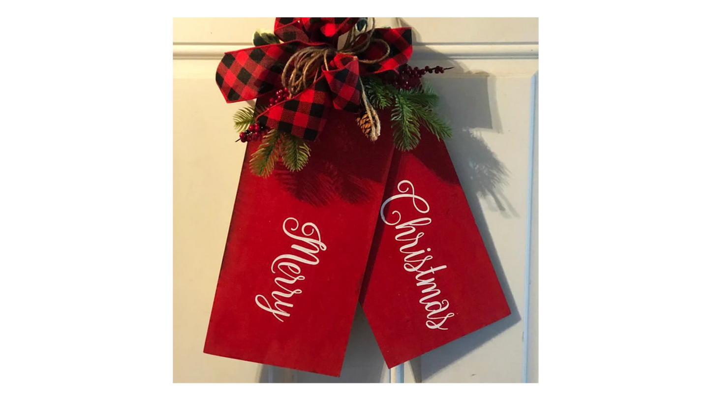 Merry Christmas Tag Stencil - Create Christmas Door Tags