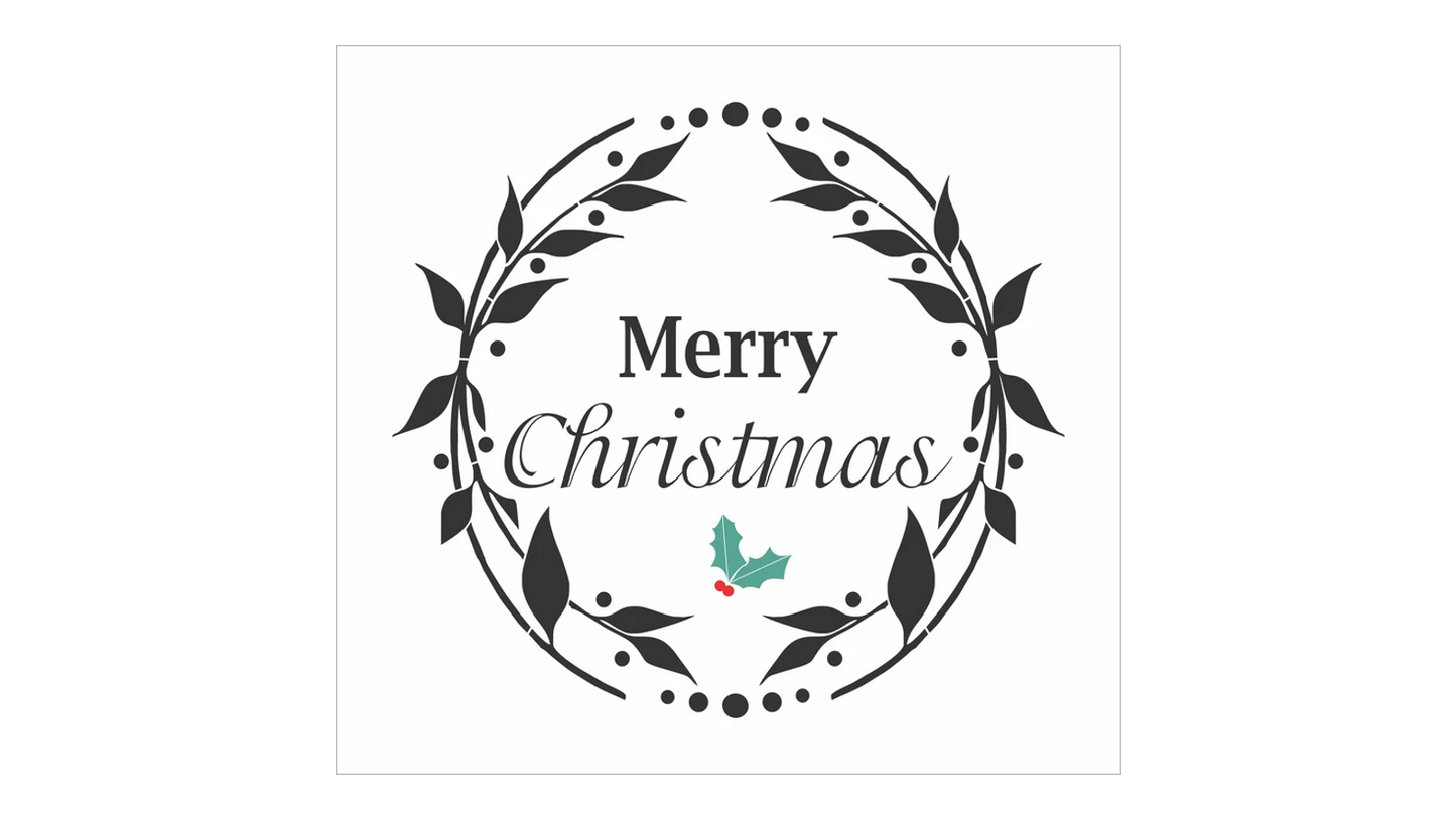 Merry Christmas Wreath Stencil - Superior Stencils