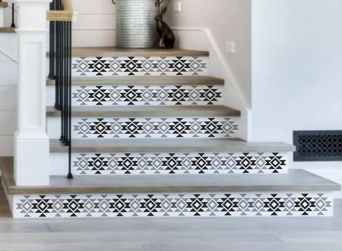 Aztec Tile Stencils - Stairs photo
