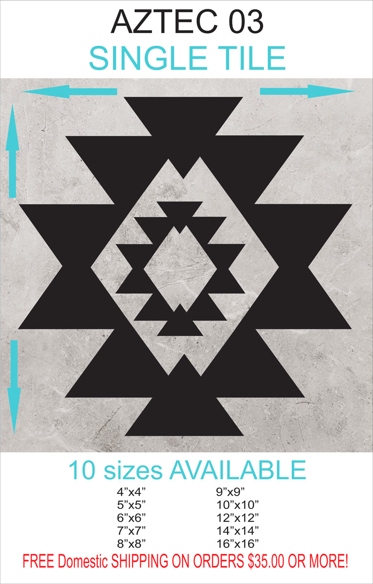 Tile Stencils - AZTEC 02 Tile - Painting Tiles - Floor Painting - Southwestern