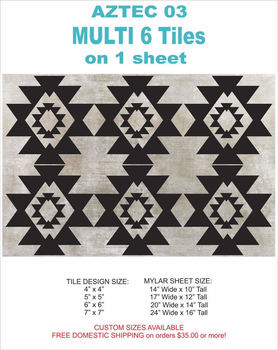 Tile Stencils - AZTEC 02 Tile - Painting Tiles - Floor Painting - Southwestern