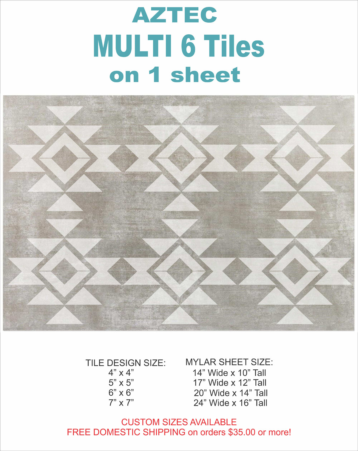 Tile Stencils - AZTEC 01 Tile Stencils - Painting Floors - Paint Tiles
