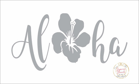 Aloha Stencil with Hibiscus White