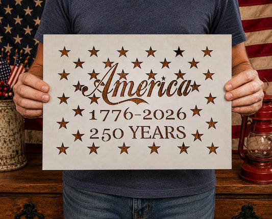 America 250 Years Stencil | American Flag Painting Stencil | Reusable USA Stencil | Free Ship - Superior Stencils
