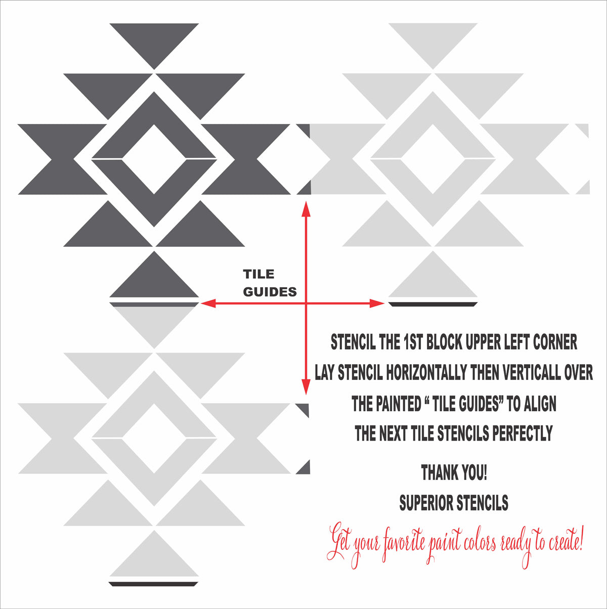 Tile Stencils - AZTEC 01 Tile Stencils - Painting Floors - Paint Tiles