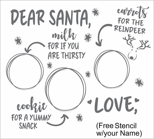 Custom Dear Santa Stencil w/ Reindeer -Christmas Signs - Create Christmas Trays - Cookie Trays