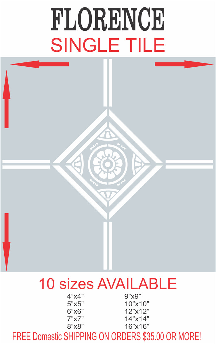 Tile Stencil - Florence Tile Stencil - Painting Floors - Floor Painting - Patio Painting