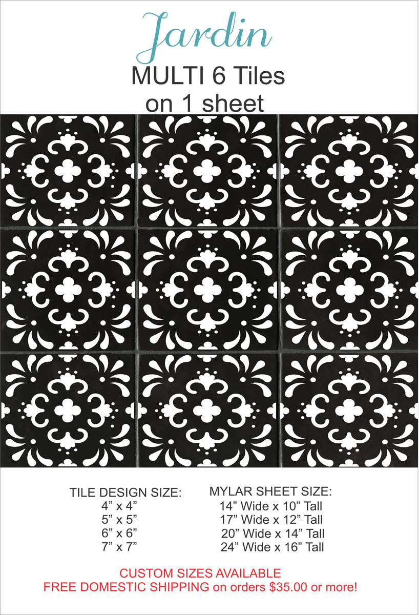 Jardin Tile Stencils - Floor Stencil - Floor Painting - Tile Painting