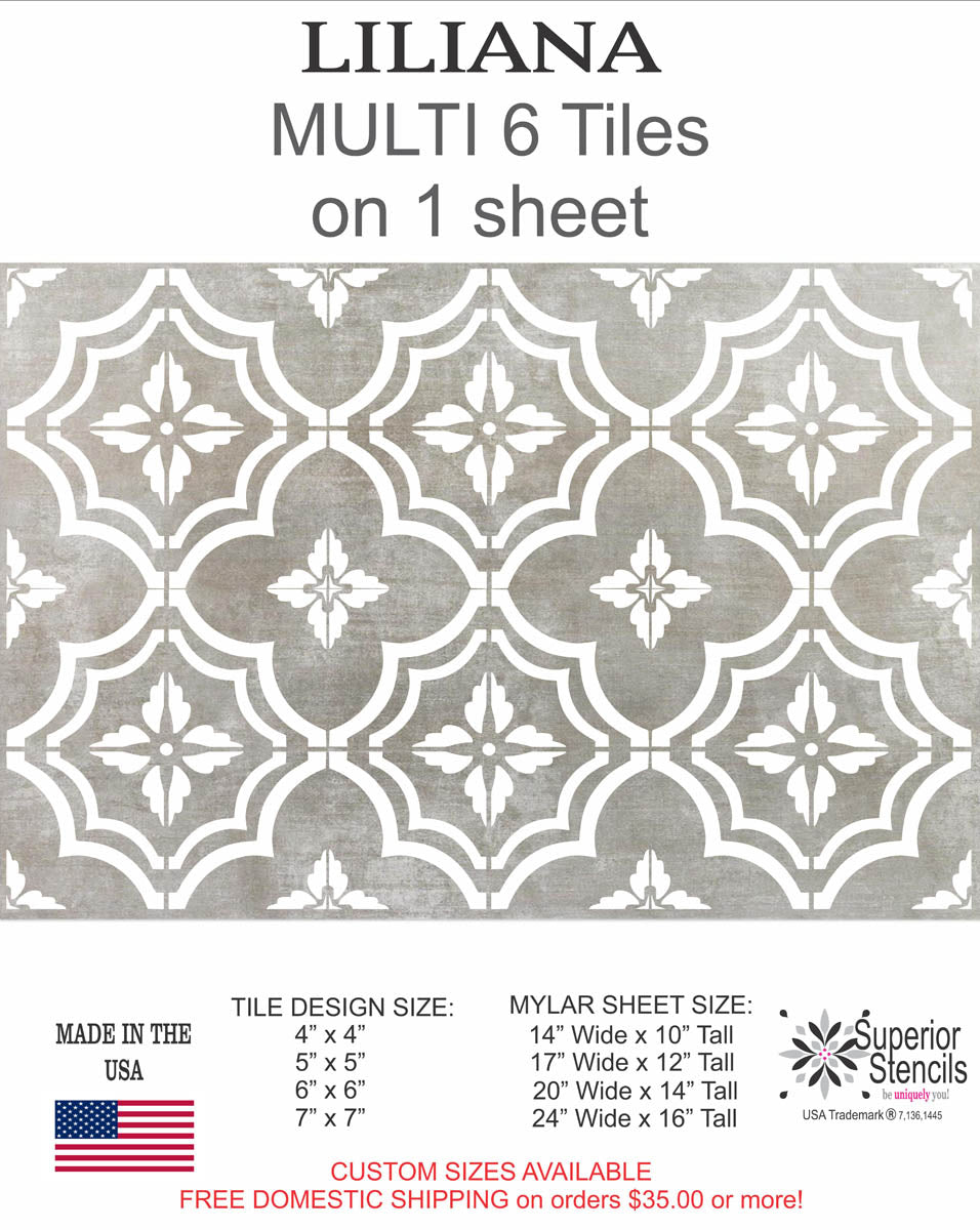 LILIANA Tile Stencils - Floor Stencil - Floor Painting - Tile Painting - Superior Stencils