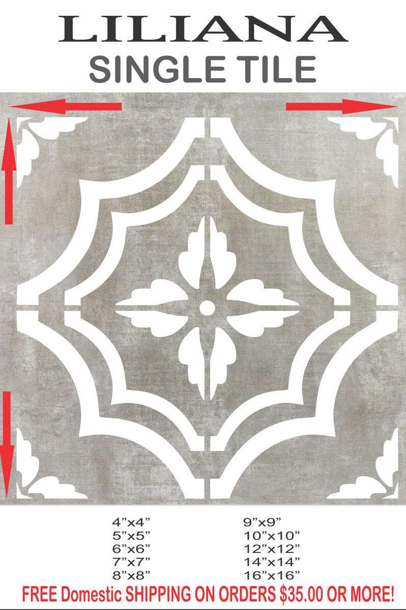 LILIANA Tile Stencils - Floor Stencil - Floor Painting - Tile Painting - Superior Stencils