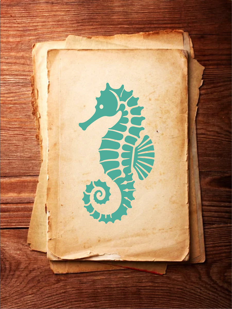 Seahorse, Nautical Stencil, Under the Sea Stencil, Sea Stencil, Ocean Stencil, Nursery Wall Stencil, Sea Life Stencil - REUSABLE 8 sizes