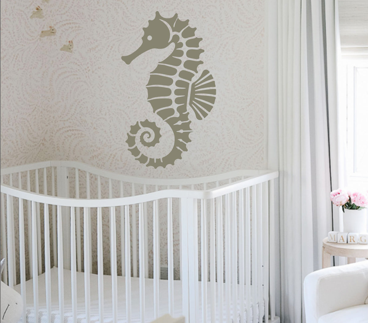 Seahorse, Nautical Stencil, Under the Sea Stencil, Sea Stencil, Ocean Stencil, Nursery Wall Stencil, Sea Life Stencil - REUSABLE 8 sizes
