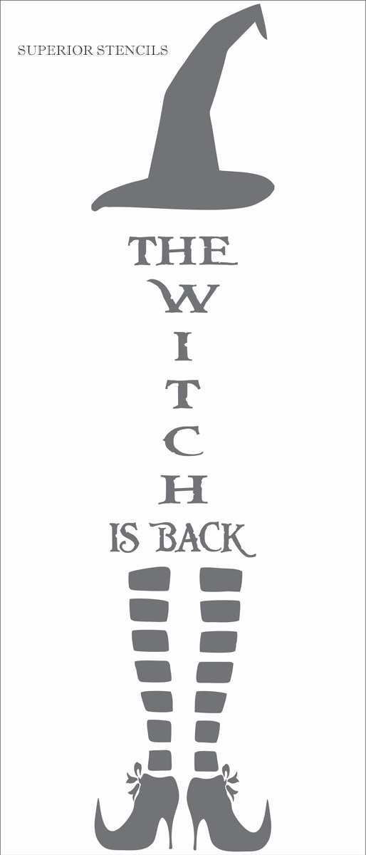 Witch Stencils, The Witch Is Back Stencil, Paint Halloween Signs, Halloween Door Decor - Superior Stencils