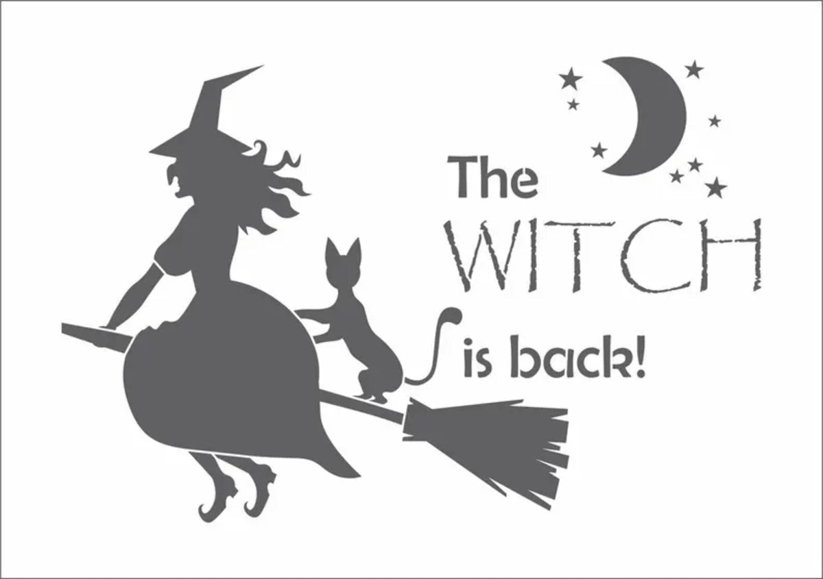 Witch Stencils, The Witch is Back, Halloween Stencils, Paint Halloween Signs