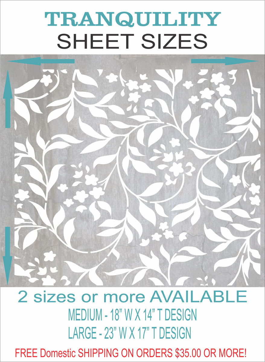 Tranquility Sheet Sizes
