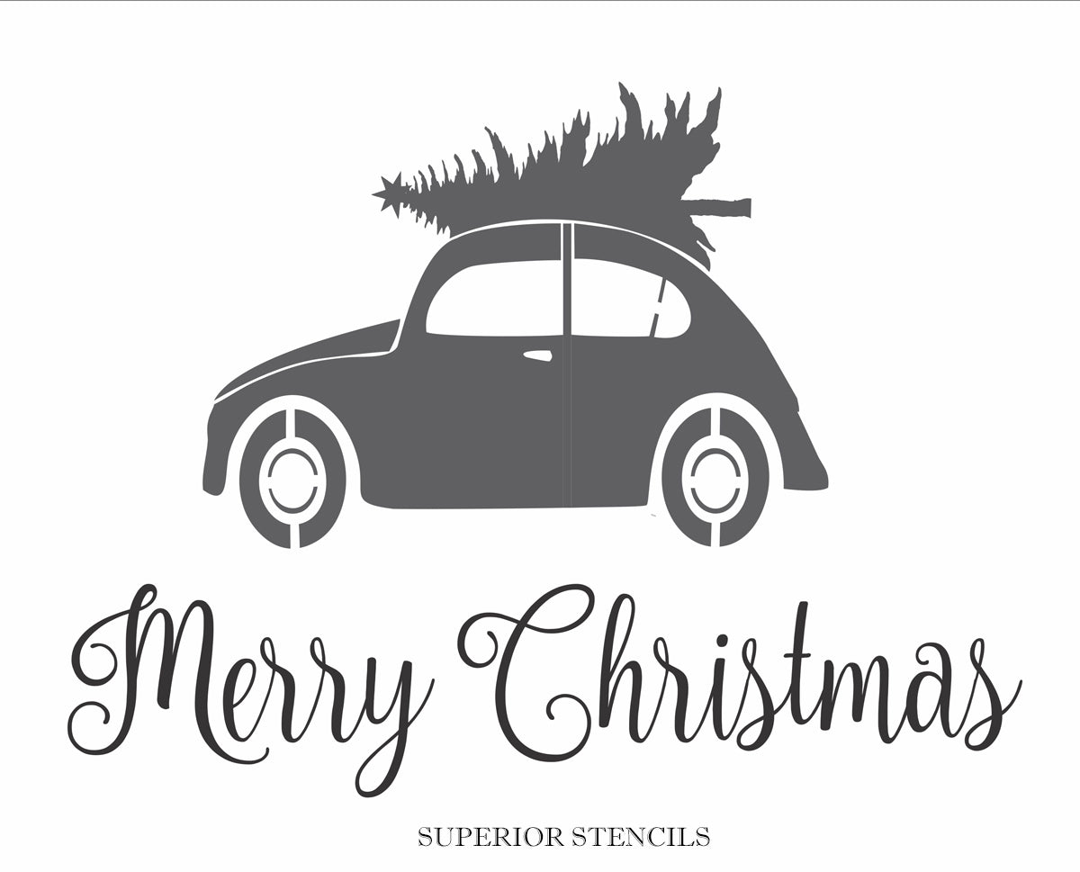 Merry Christmas Stencil - VW Volkswagon #2 Stencil - Create Christmas Signs