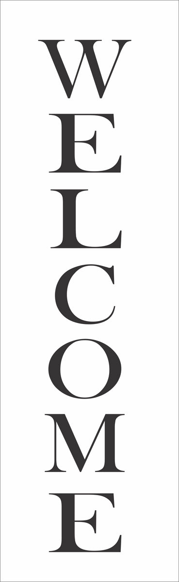 WELCOME Sign Stencil - Welcome Stencil - Vertical Design Bask005 OF