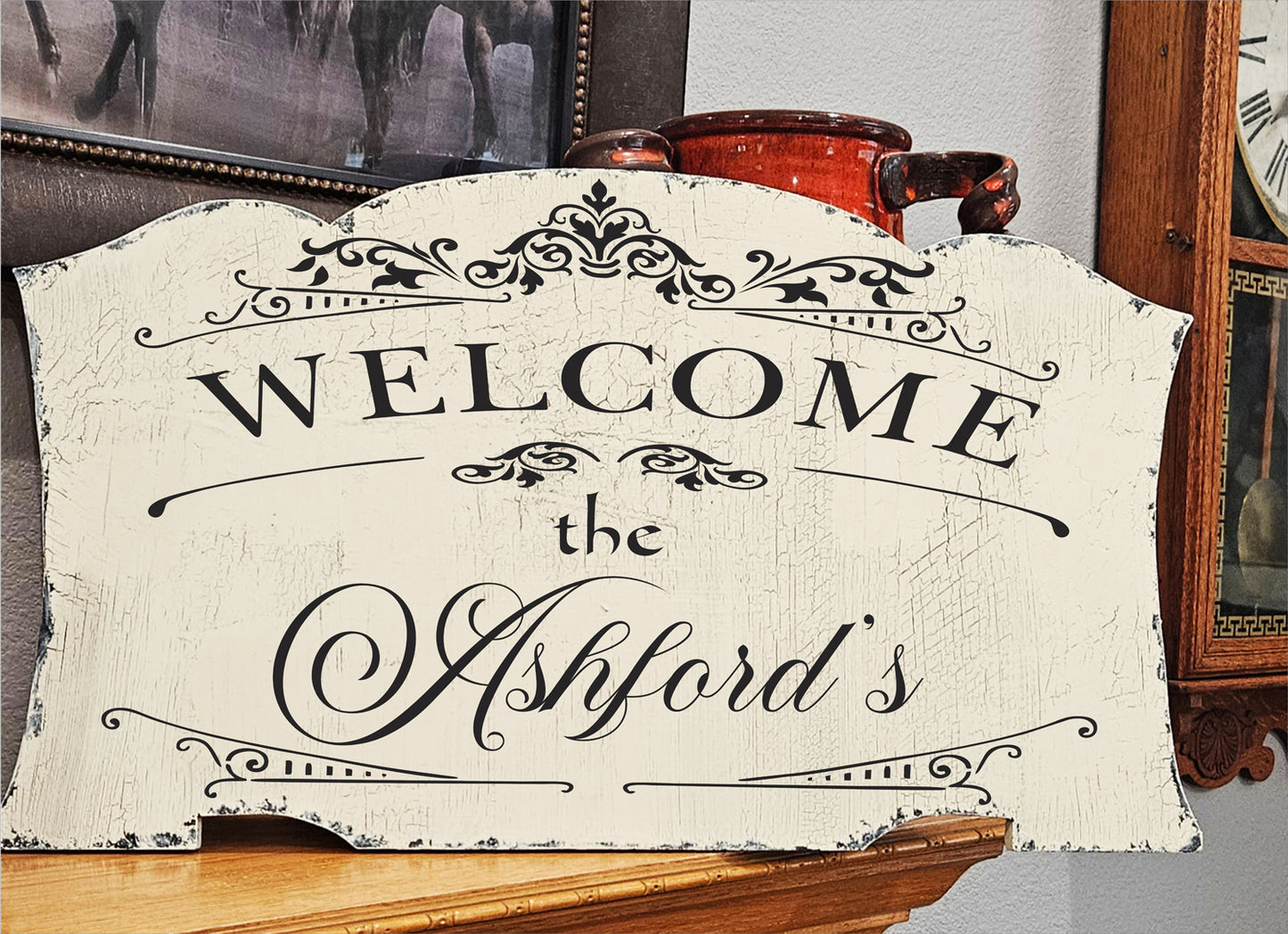Welcome Sign | Custom Family Sign | Custom Name Sign | French Sign | 28" W x 16" Tall | WOOD SIGN