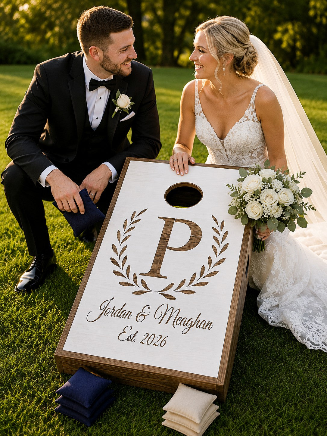 Custom Cornhole Board Stencil – Custom Stencils – Wedding Cornhole Boards