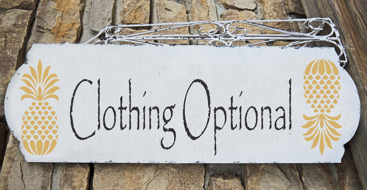 Clothing Optional w Pineapple - Beach Stencil - Superior Stencils