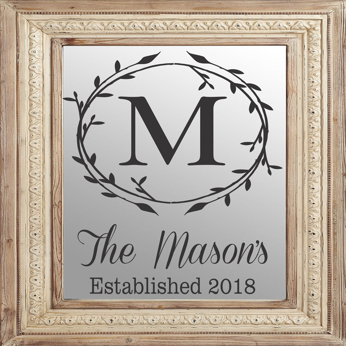 Custom Monogram Wreath Stencil - Family Name Stencil - Superior Stencils