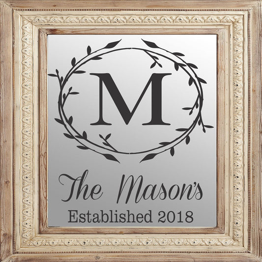 Custom Monogram Wreath Stencil - Family Name Stencil - Superior Stencils