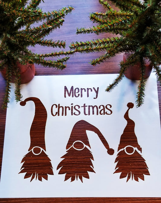 Merry Christmas Gnomes Stencil - Superior Stencils