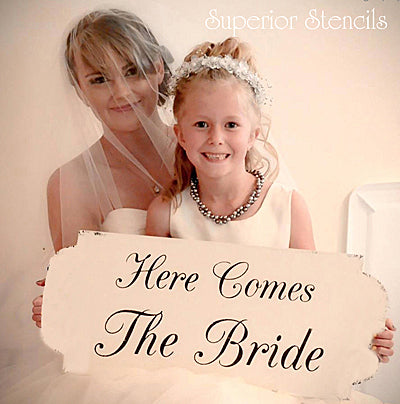 Here Comes The Bride Stencil - Wedding Stencil - Superior Stencils