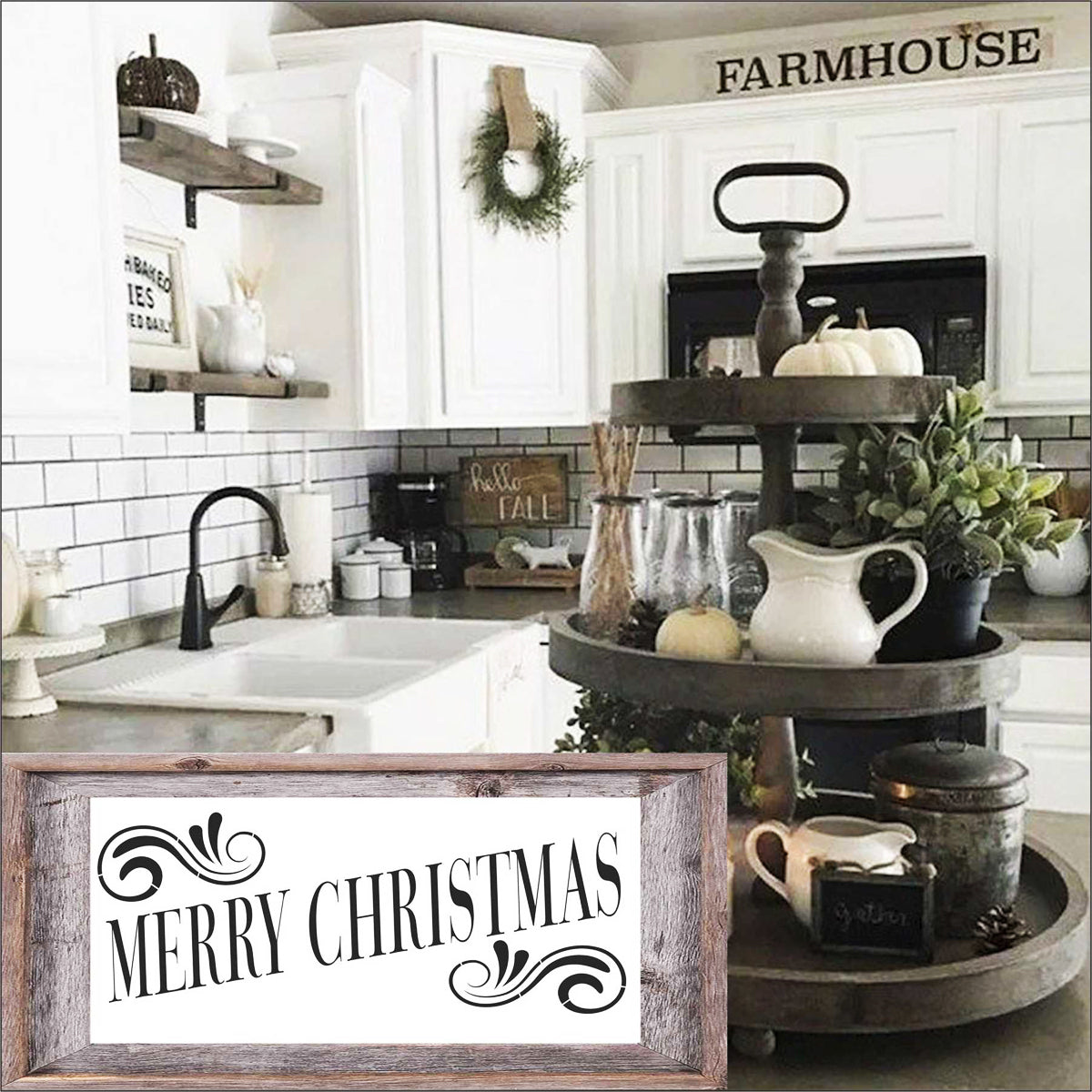 MERRY CHRISTMAS Stencil with swirls - Superior Stencils