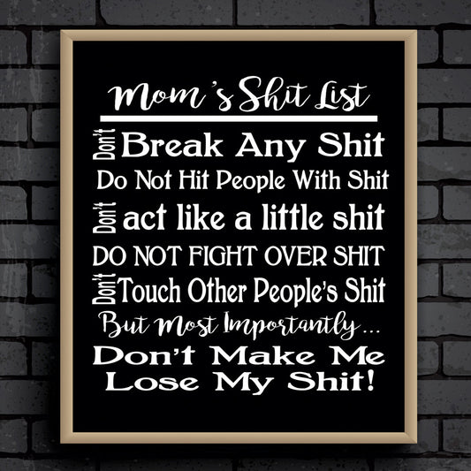 MOM's SHIT LIST Stencil or DAD'S SHIT LIST Stencil - Superior Stencils