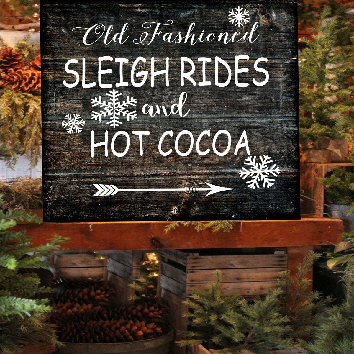 Old Fashioned SLEIGH RIDES & COCOA Stencil - Superior Stencils