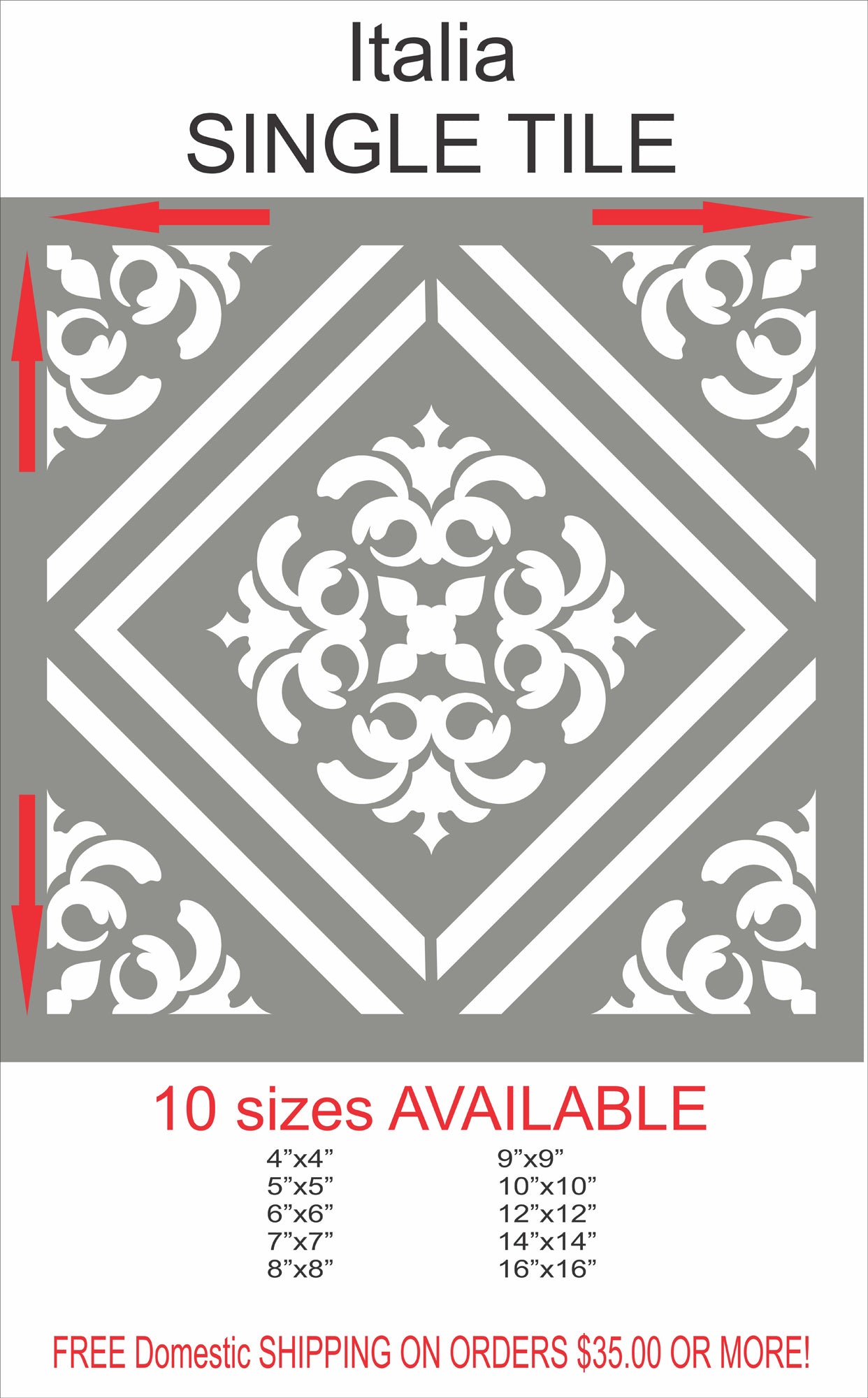 Italia Tile Stencil - Floor Tile Stencil - Superior Stencils