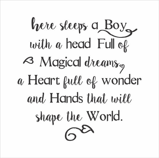 Here Sleeps a Girl Stencil or Here Sleeps a Boy Stencil - Superior Stencils