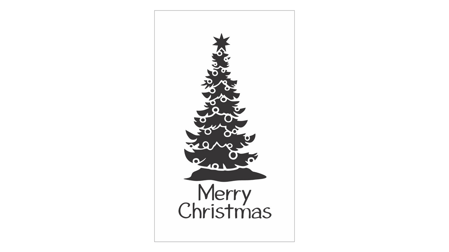 Merry Christmas Stencil with Tree