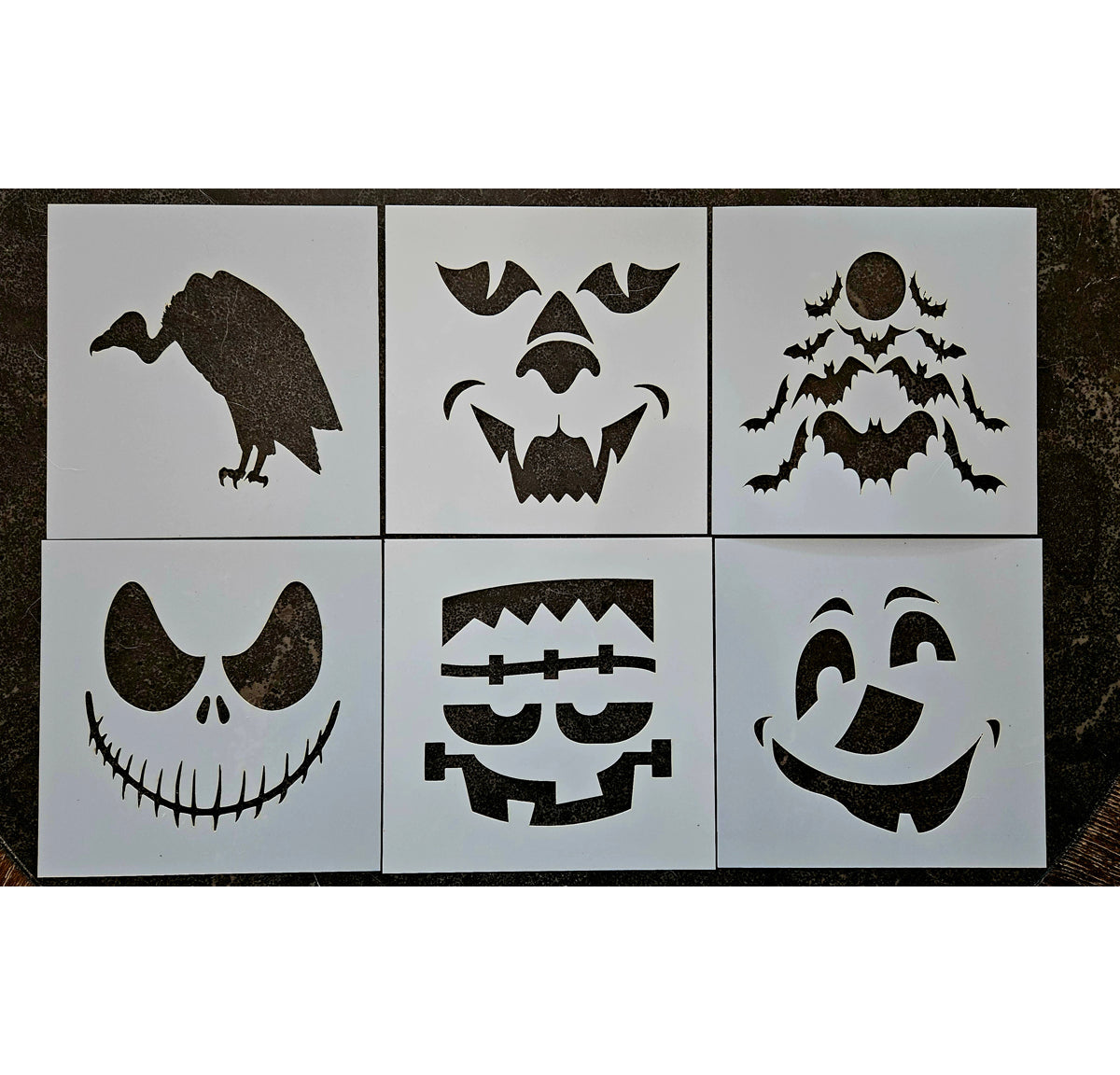 Halloween Stencils, Pumpkin Faces Stencils, Jack O Lantern Face Stencils, Set of 6