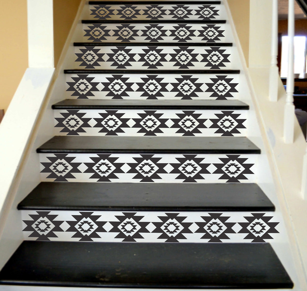 Aztec Tile Stencils - Stairs