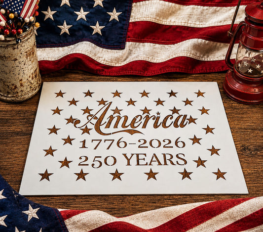 America 250 Years Stencil | American Flag Painting Stencil | Reusable USA Stencil | Free Ship - Superior Stencils