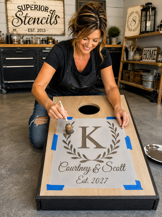 Custom Cornhole Board Stencil – Custom Stencils – Wedding Cornhole Boards