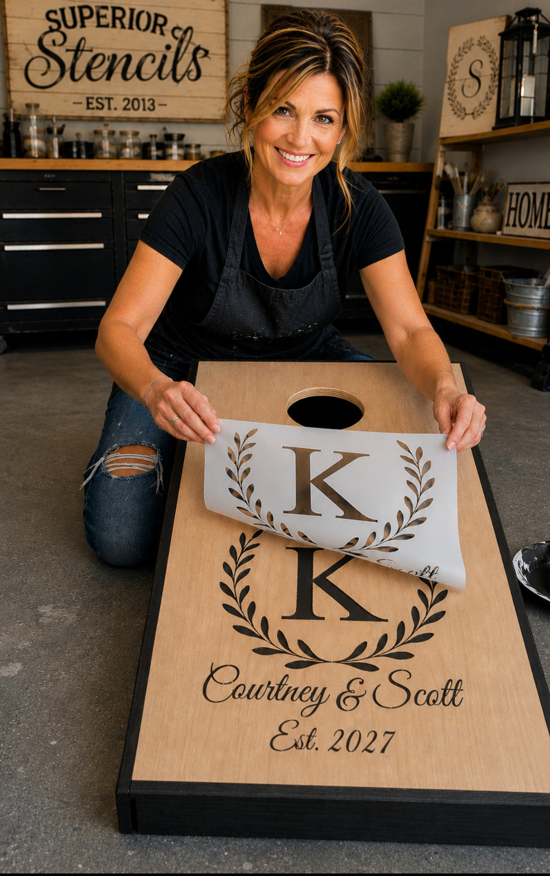 Custom Cornhole Board Stencil – Custom Stencils – Wedding Cornhole Boards