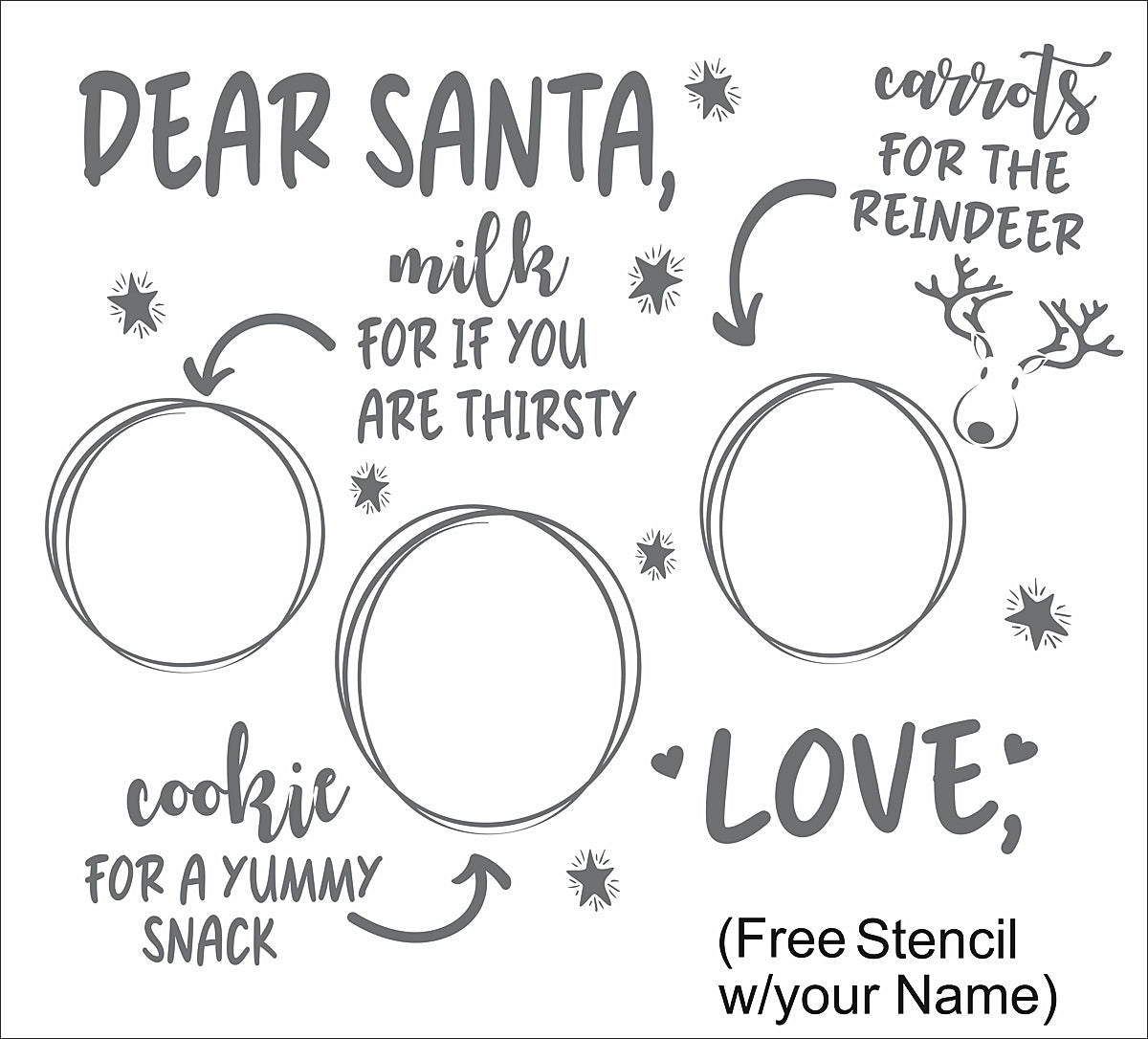 Custom Dear Santa Stencil w/ Reindeer -Christmas Signs - Create Christmas Trays - Cookie Trays