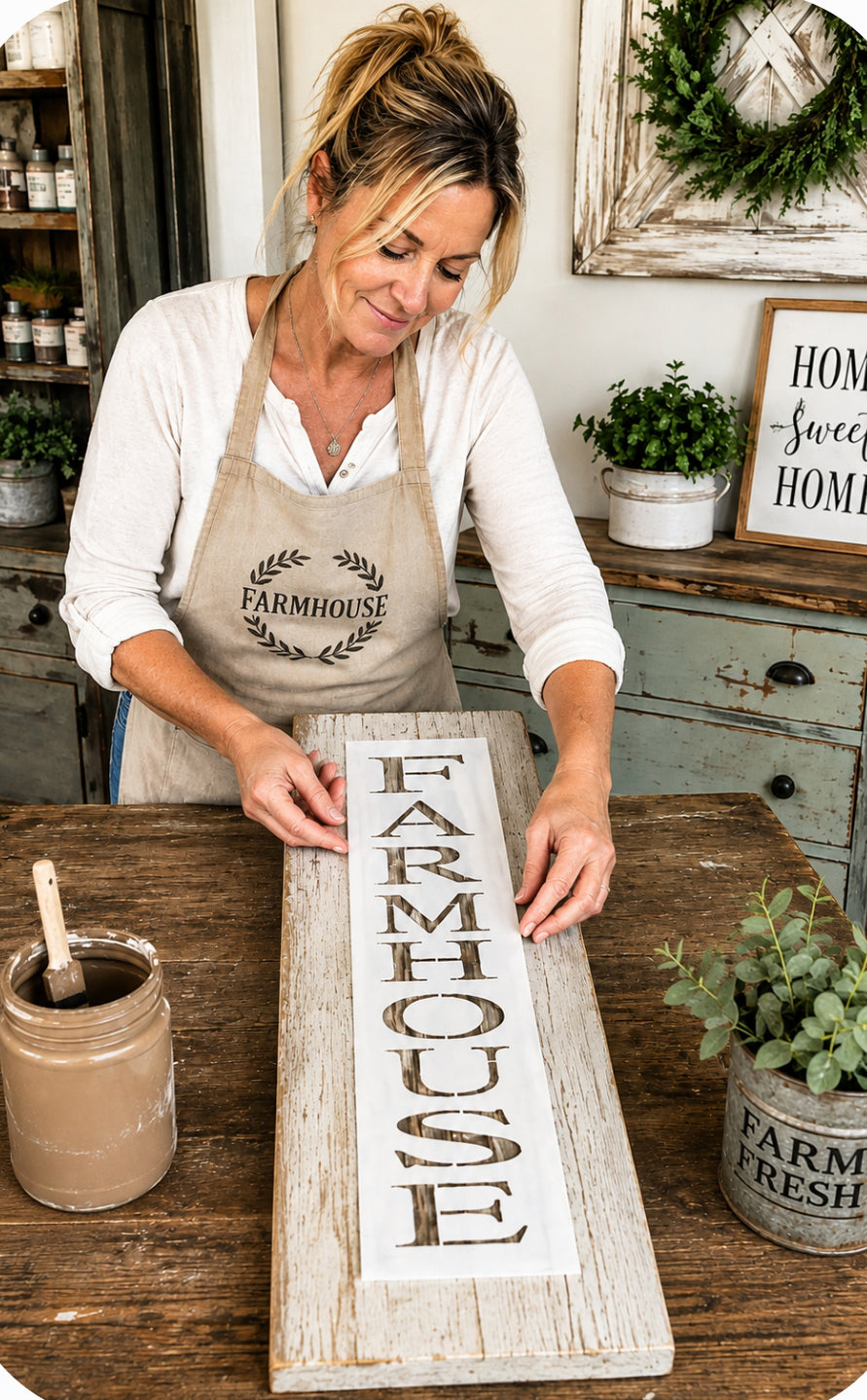 FARMHOUSE Sign Stencil - Vertical or Horizontal - 8 sizes available- Paint Your own unique FARM Signs