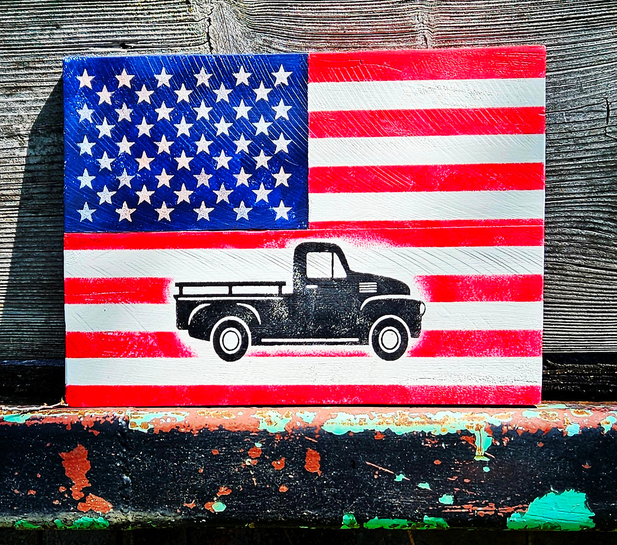 Distressed American Flag SIGN, Custom Wood Flag, Handmade Flag, Wooden Flag, Wood Flag, Rustic American Flag, United States Flag, Aged or NOT Aged - Superior Stencils