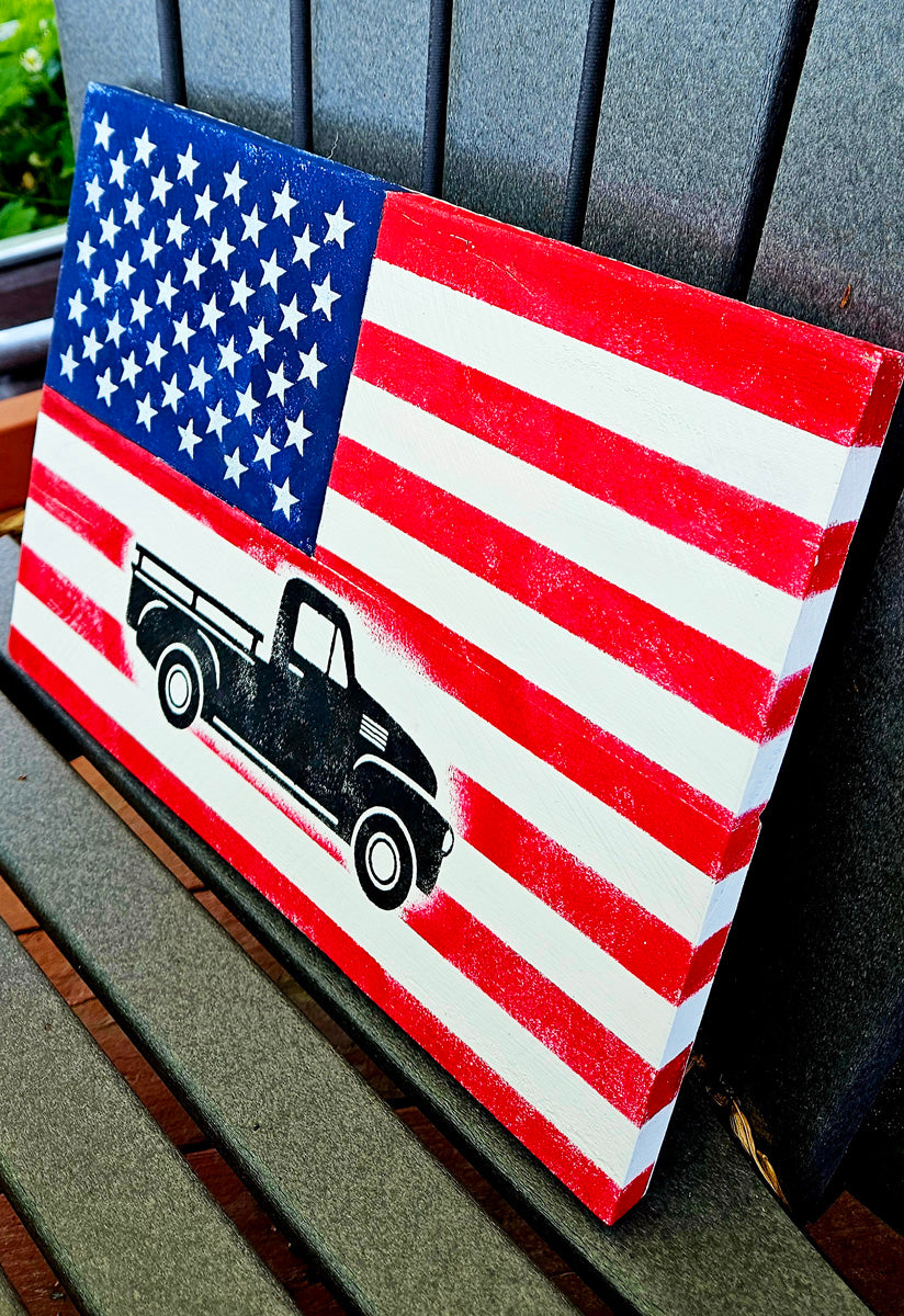 Distressed American Flag SIGN, Custom Wood Flag, Handmade Flag, Wooden Flag, Wood Flag, Rustic American Flag, United States Flag, Aged or NOT Aged - Superior Stencils