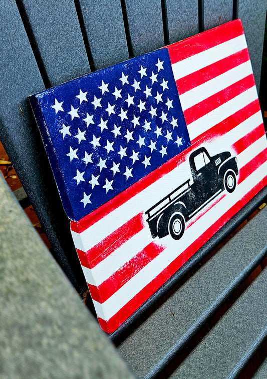 Distressed American Flag SIGN, Custom Wood Flag, Handmade Flag, Wooden Flag, Wood Flag, Rustic American Flag, United States Flag, Aged or NOT Aged - Superior Stencils